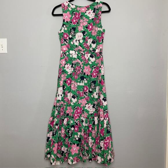J. Crew Size 2 Green Floral Dress Woman Ruffles Pockets Beach Cruise Resort - Picture 4 of 8
